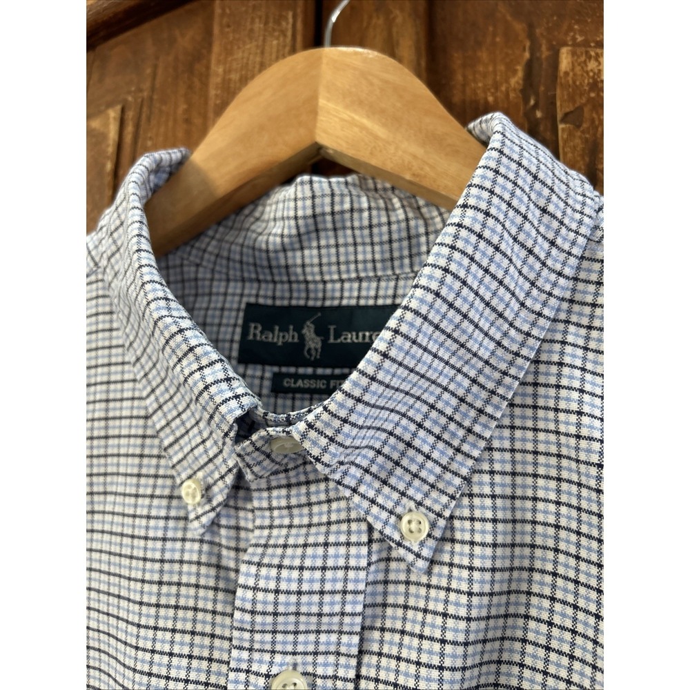 Mens Ralph Lauren Plaid Button Down Shirt S/S Classic Fit Sz XXL NO Stains